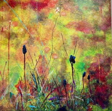 Original Abstract Expressionism Floral Painting by Rebeca Lorbada