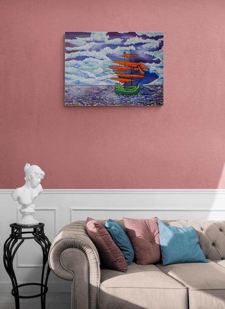 Original Abstract Seascape Painting by Marios C