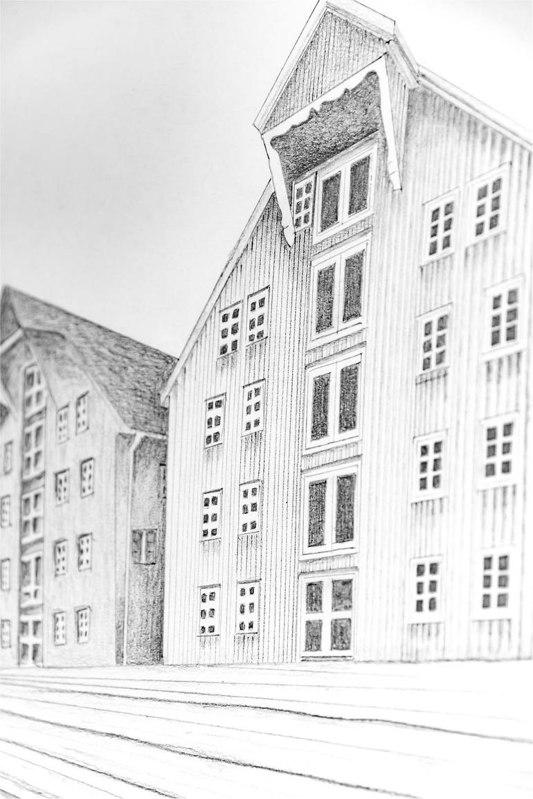 Original Documentary Architecture Drawing by M C