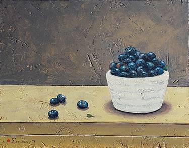 Still life with blueberries. Upcycling series. thumb
