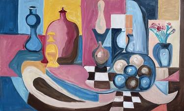 "Geometric Harmony: Still Life with Vibrant Vessels" thumb