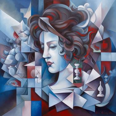 Cubist Dream: Elegant Woman in a Surreal World thumb