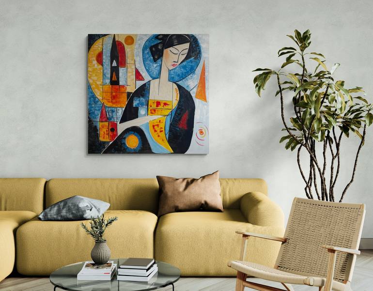 Original Cubism Abstract Painting by Lena Logart