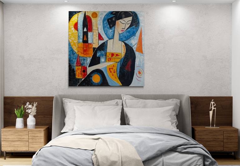 Original Cubism Abstract Painting by Lena Logart