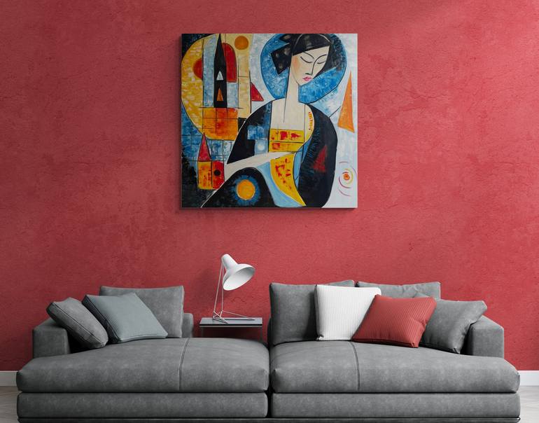 Original Cubism Abstract Painting by Lena Logart