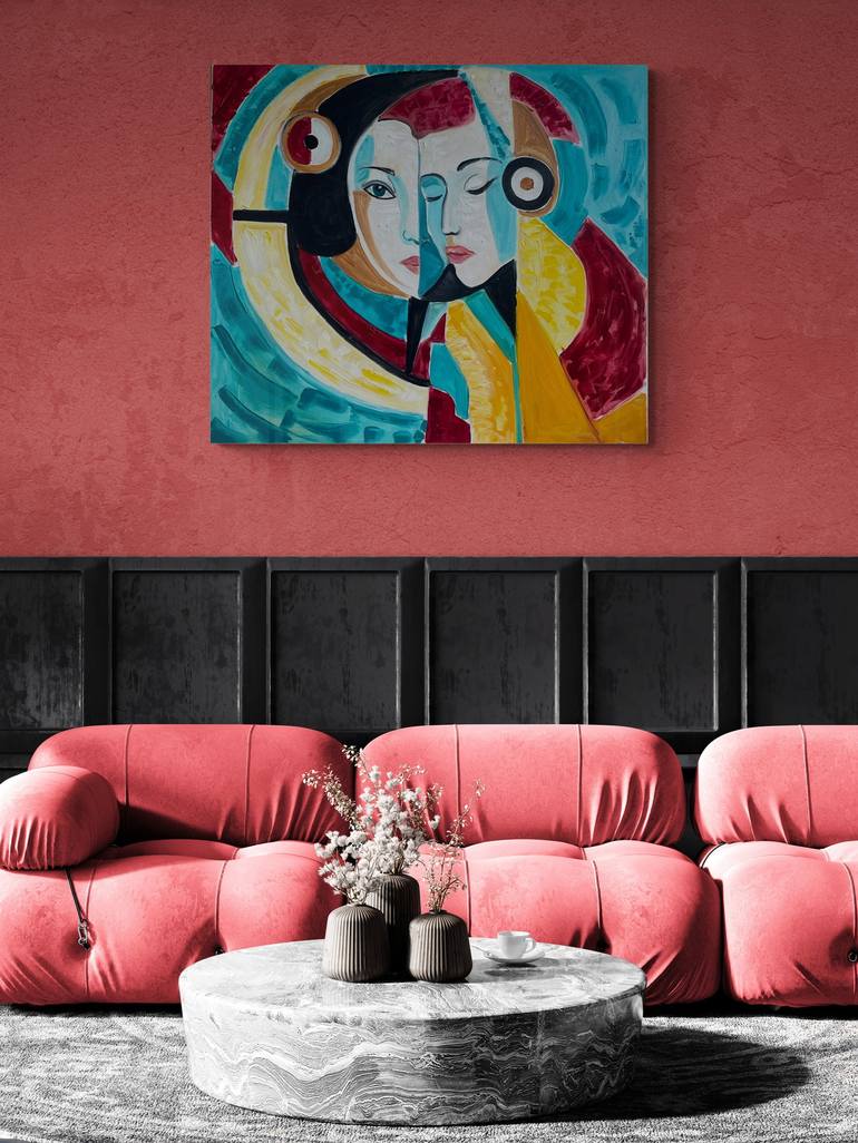 Original Cubism Abstract Painting by Lena Logart