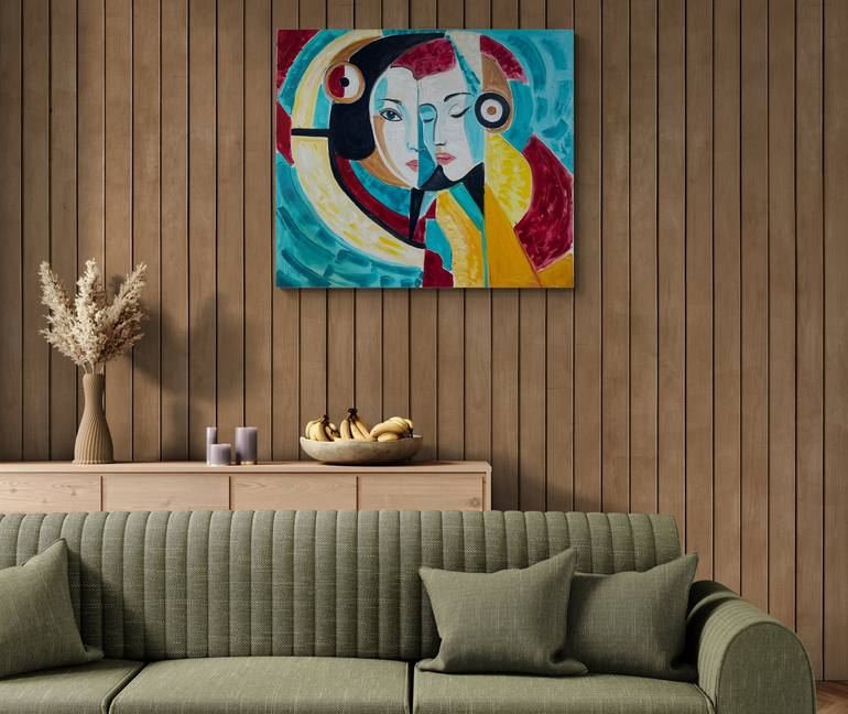 Original Cubism Abstract Painting by Lena Logart