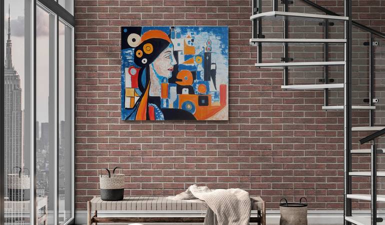 Original Cubism Abstract Painting by Lena Logart