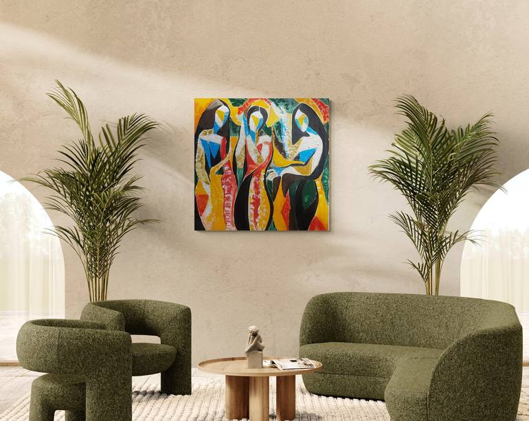 Original Geometric Abstract Painting by Lena Logart