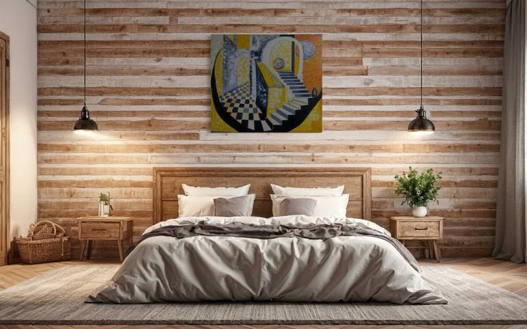 Original Cubism Abstract Painting by Lena Logart