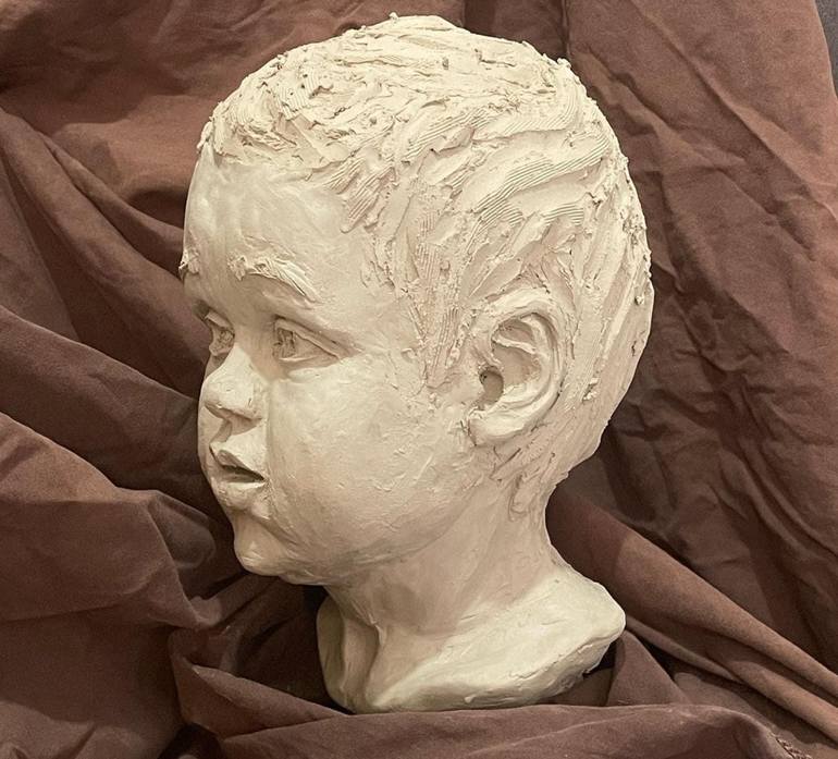 Original Portraiture Children Sculpture by Lena Logart