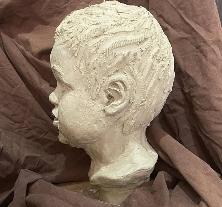 Original Portraiture Children Sculpture by Lena Logart