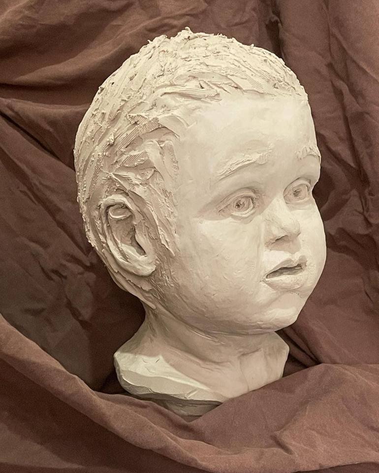 Original Portraiture Children Sculpture by Lena Logart