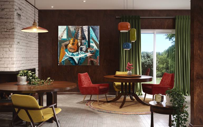 Original Cubism Landscape Painting by Lena Logart