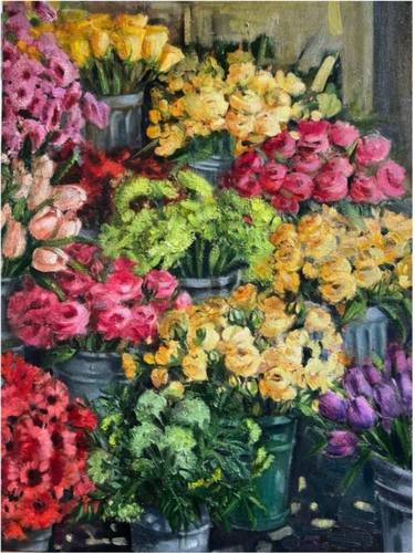 Original Impressionism Floral Drawings by Konul Jabarova