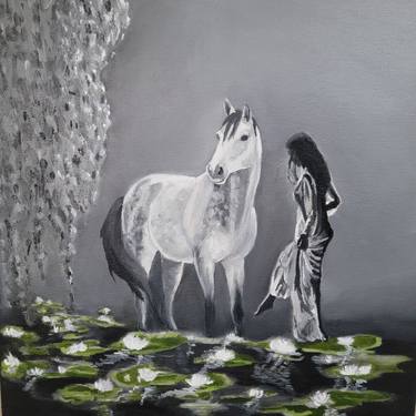 Original Black & White Horse Paintings by Jolin Warren