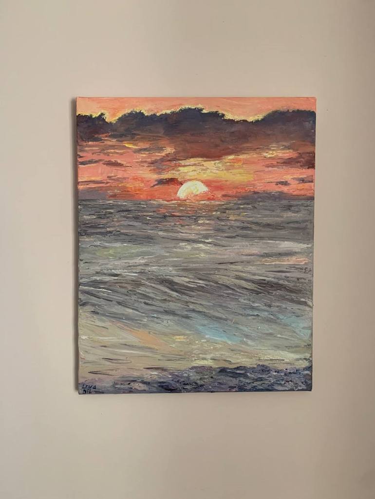 Original Impressionism Seascape Painting by Lena Dil