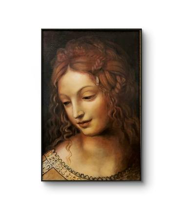 The head of a woman. A copy of  Leonardo da Vinci's painting." thumb