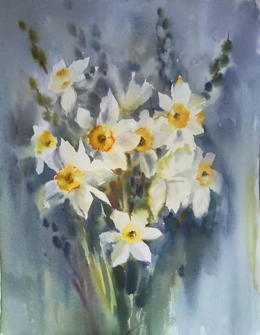 Daffodils in watercolor  31"41 thumb