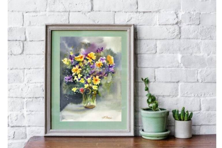 Original Classicism Floral Painting by Alla Prisacar 