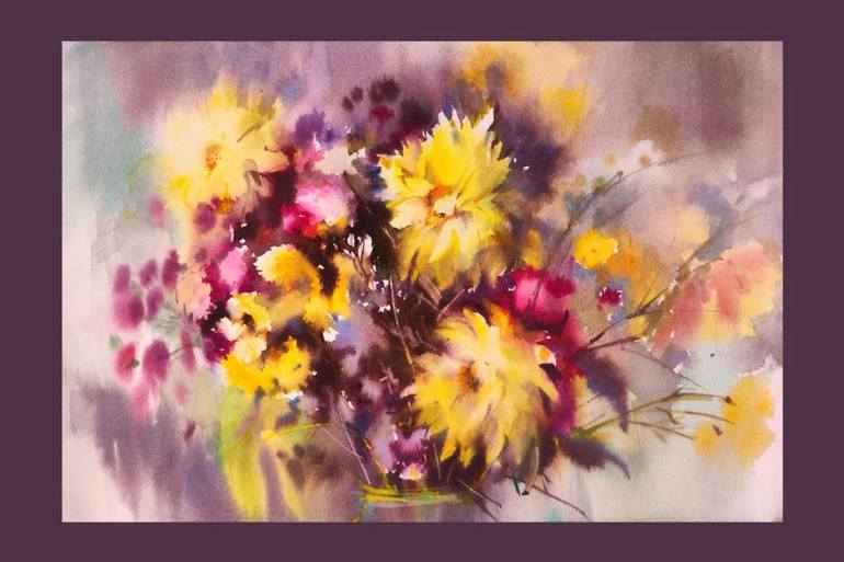 Original Floral Painting by Alla Prisacar 