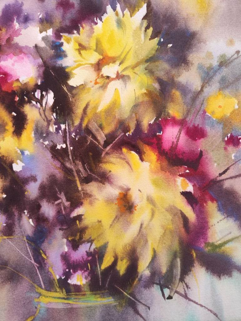 Original Floral Painting by Alla Prisacar 