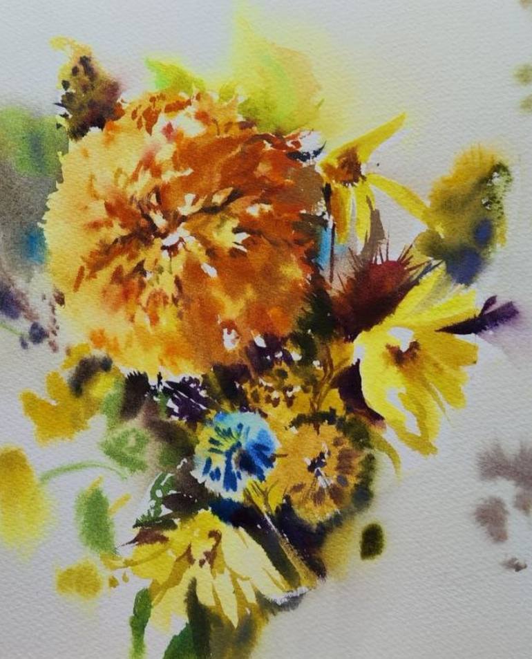 Original Classicism Floral Painting by Alla Prisacar 
