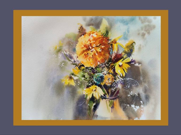 Original Classicism Floral Painting by Alla Prisacar 