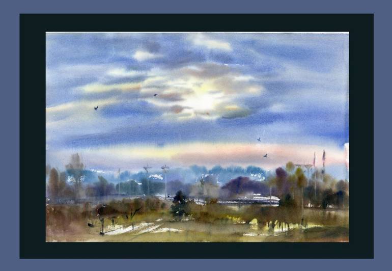 Original Classicism Landscape Painting by Alla Prisacar 