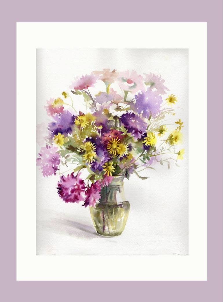 Original Classicism Floral Painting by Alla Prisacar 