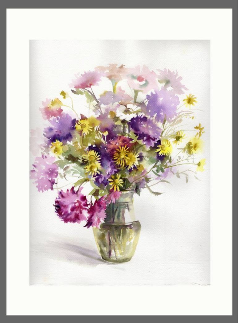Original Classicism Floral Painting by Alla Prisacar 