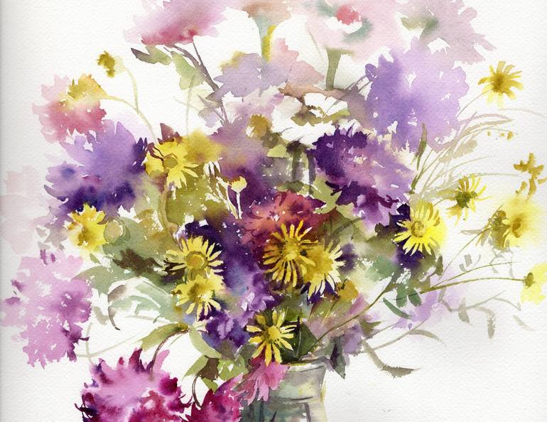 Original Classicism Floral Painting by Alla Prisacar 