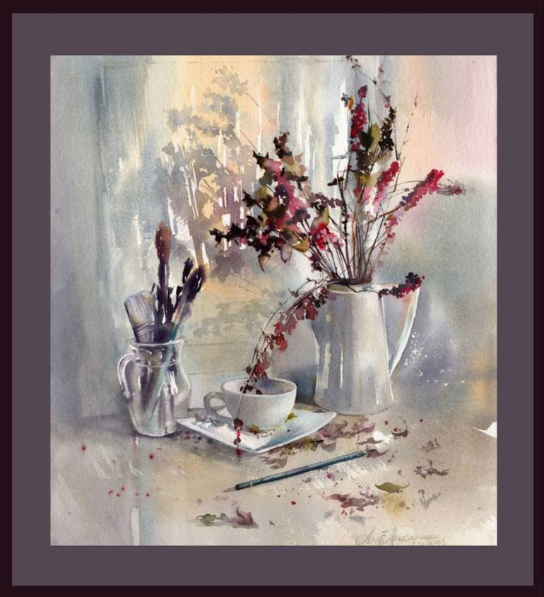 Original Classicism Still Life Painting by Alla Prisacar 