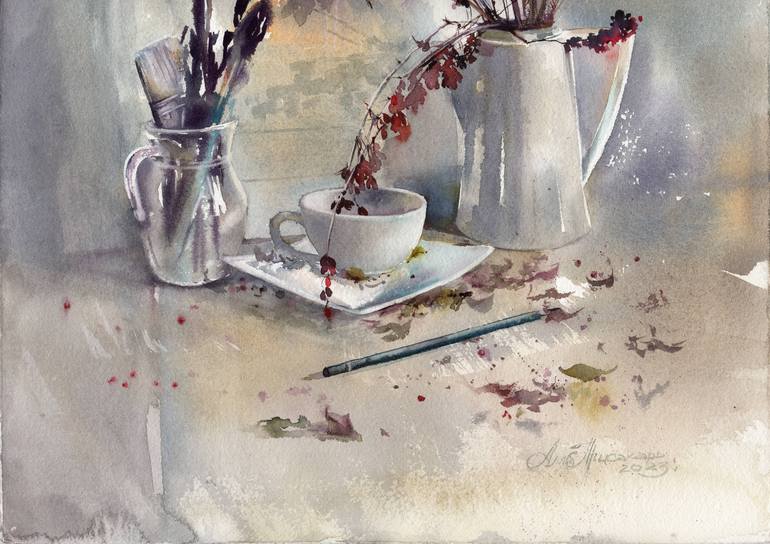 Original Classicism Still Life Painting by Alla Prisacar 