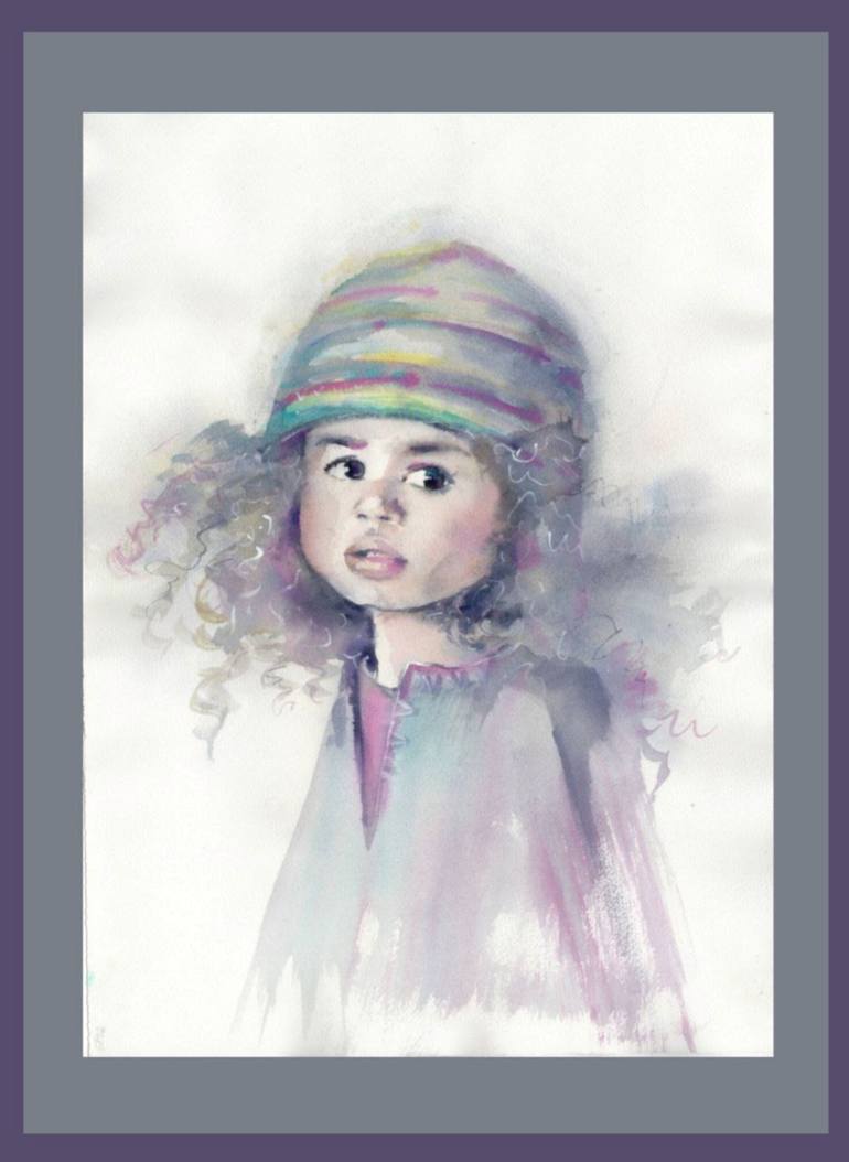 Original Impressionism Children Painting by Alla Prisacar 