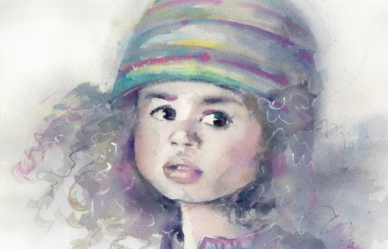Original Impressionism Children Painting by Alla Prisacar 