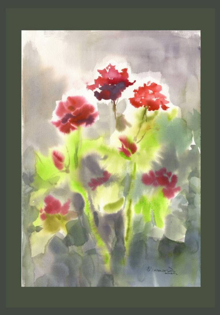Original Contemporary Floral Painting by Alla Prisacar 