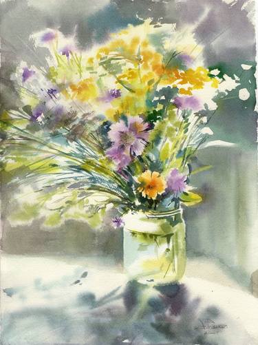 Original Contemporary Floral Painting by Alla Prisacar 
