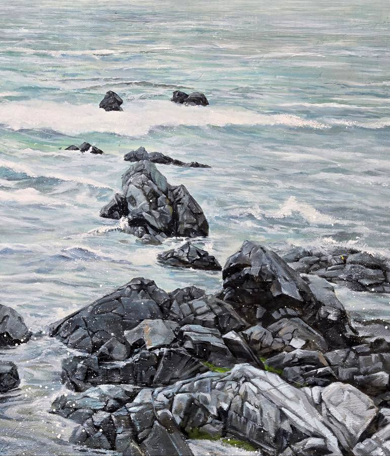 Original Expressionism Beach Painting by Joon Hwan Kim