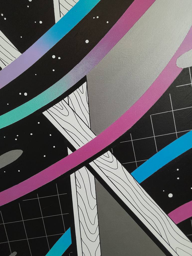 Original Abstract Outer Space Painting by Paolo Adel Danese