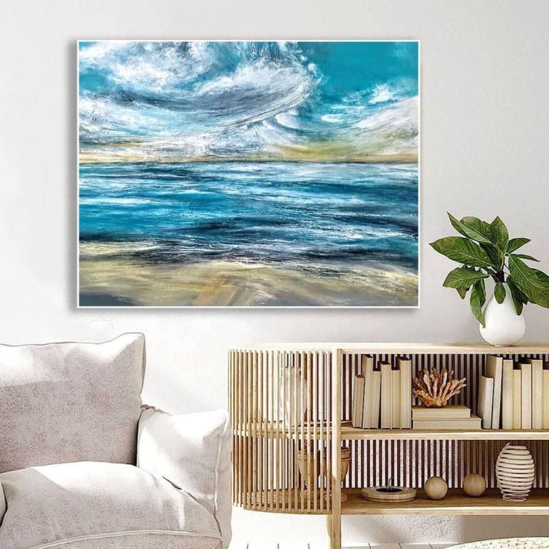 Original Abstract Beach Painting by Alexandra Petropoulou