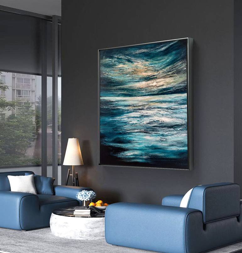 Original Abstract Seascape Painting by Alexandra Petropoulou