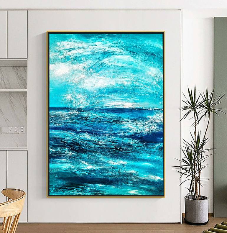 Original Abstract Expressionism Seascape Painting by Alexandra Petropoulou