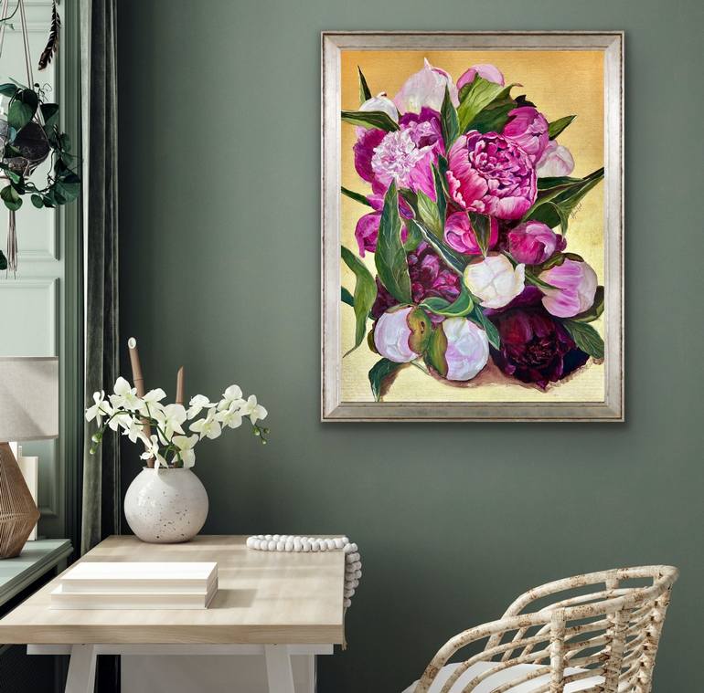 Original Art Nouveau Floral Painting by Alina Lark