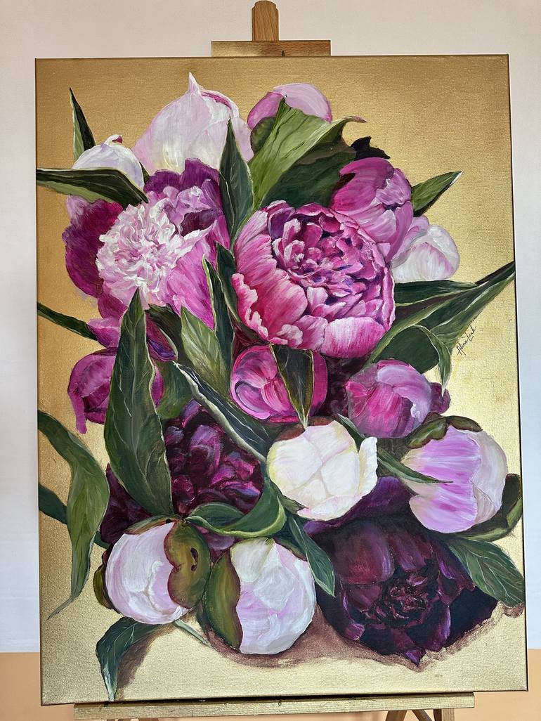 Original Art Nouveau Floral Painting by Alina Lark