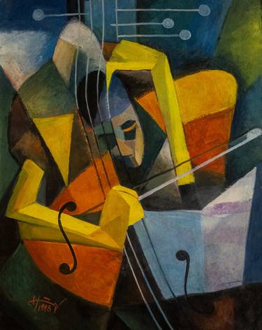 Original Cubism Performing Arts Paintings by Thai Hung Nguyen