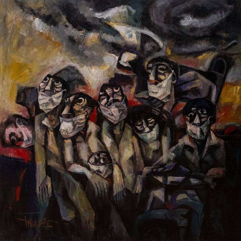 Original People Painting by Thai Hung Nguyen | Cubism Art on Canvas | How Far the Way Home is