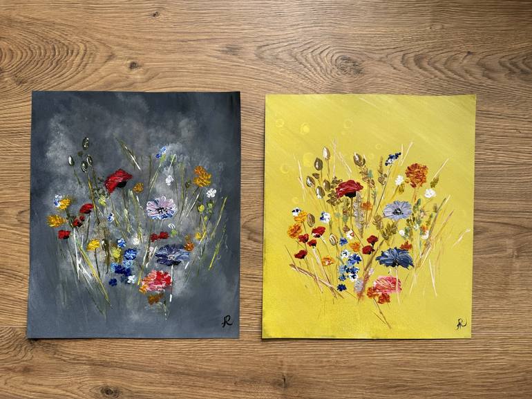 Original Color Field Painting Floral Painting by Aleksandra Renner