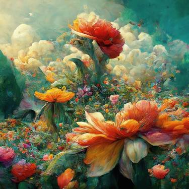 Print of Impressionism Garden Digital by Chanu Pinyokool