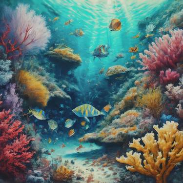 Print of Impressionism Seascape Digital by Chanu Pinyokool